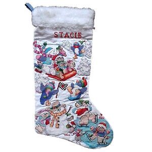 frosty the snowman Christmas Stocking 18" Applique XMAS Stocking Candy Cane